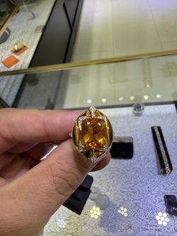 Gold Cocktail Ring with Citrine and Diamonds