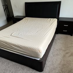 Used Queen Size Mattress And Bed Frame With 2 Side Table