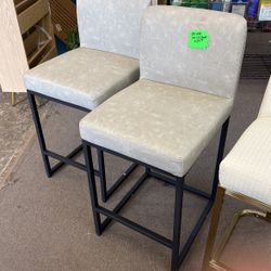 Black And Grey Counter Stools With Back New Fully Assembled Set Of (2) 