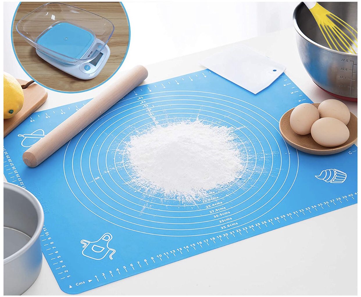 Non-slip Silicone Pastry Mat Set with Measurements