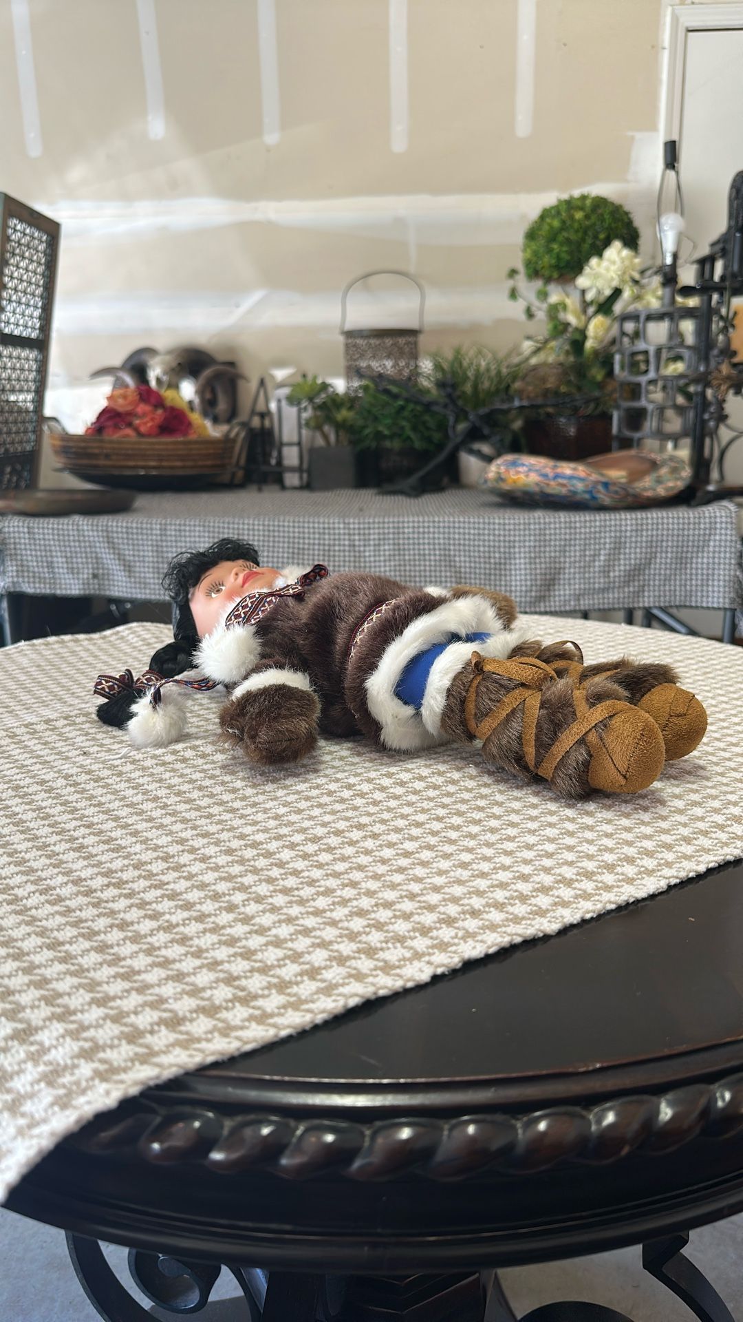 Vintage Alaskan Native Style Doll Fuax Fur Parka 