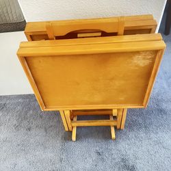 Set Of 4 all  Wood Folding Tables