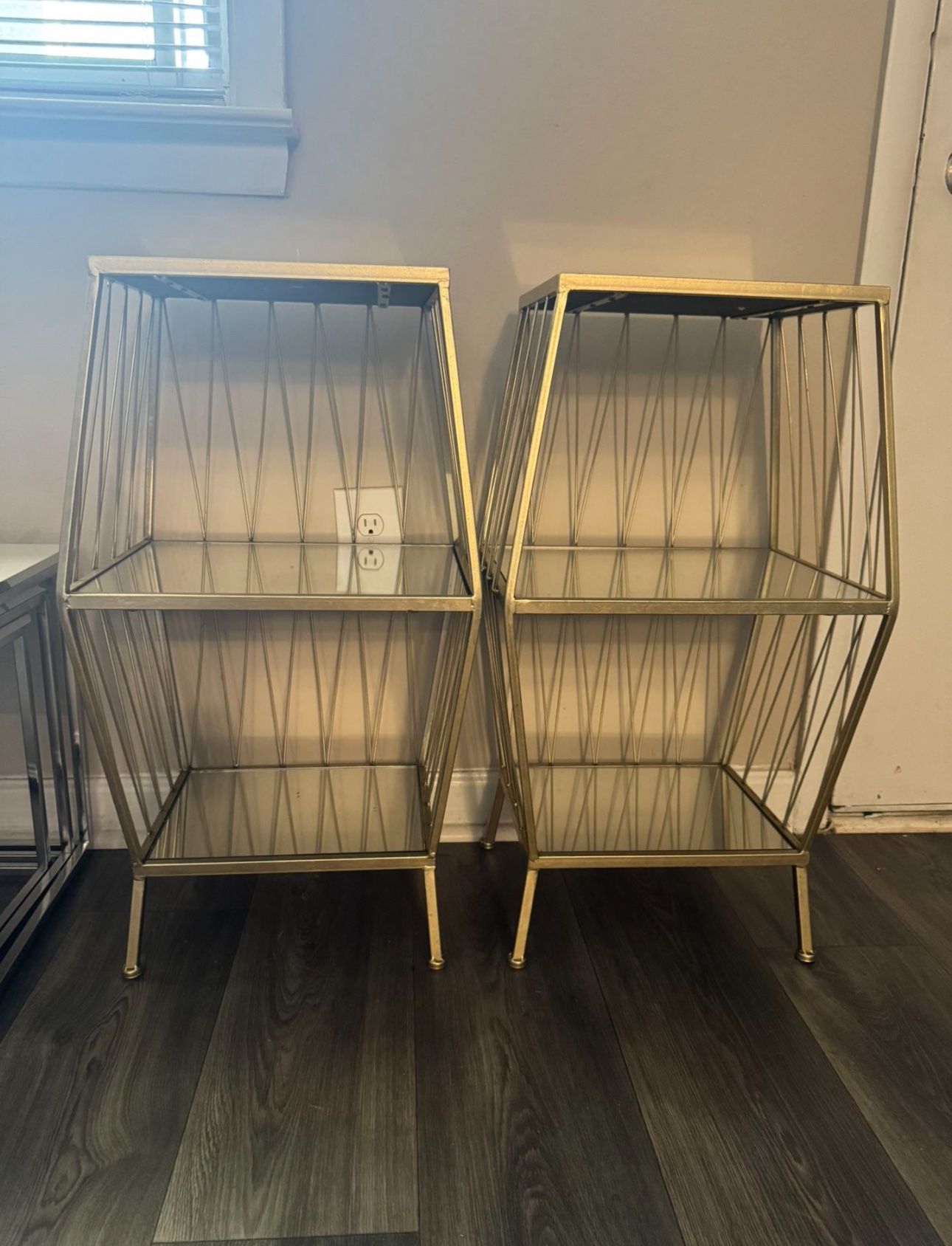 2 Gold Metal Mirror End Tables YES, It Is Still Available It Will Be Deleted Once It Is Sold