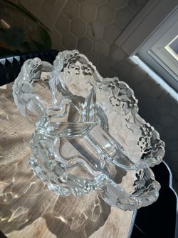 Vintage Clear Glass 3-Section Divided Serving Dish