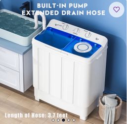 28 LB Portable Twin Tub Washing Machine with Spin Dryer, Built-In Pump & Drain Hose