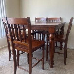 Extendable Wood Dining Table With 6chairs