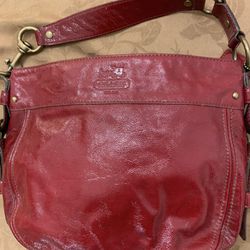 Coach Crimson Patent Leather Red Shoulder Bag