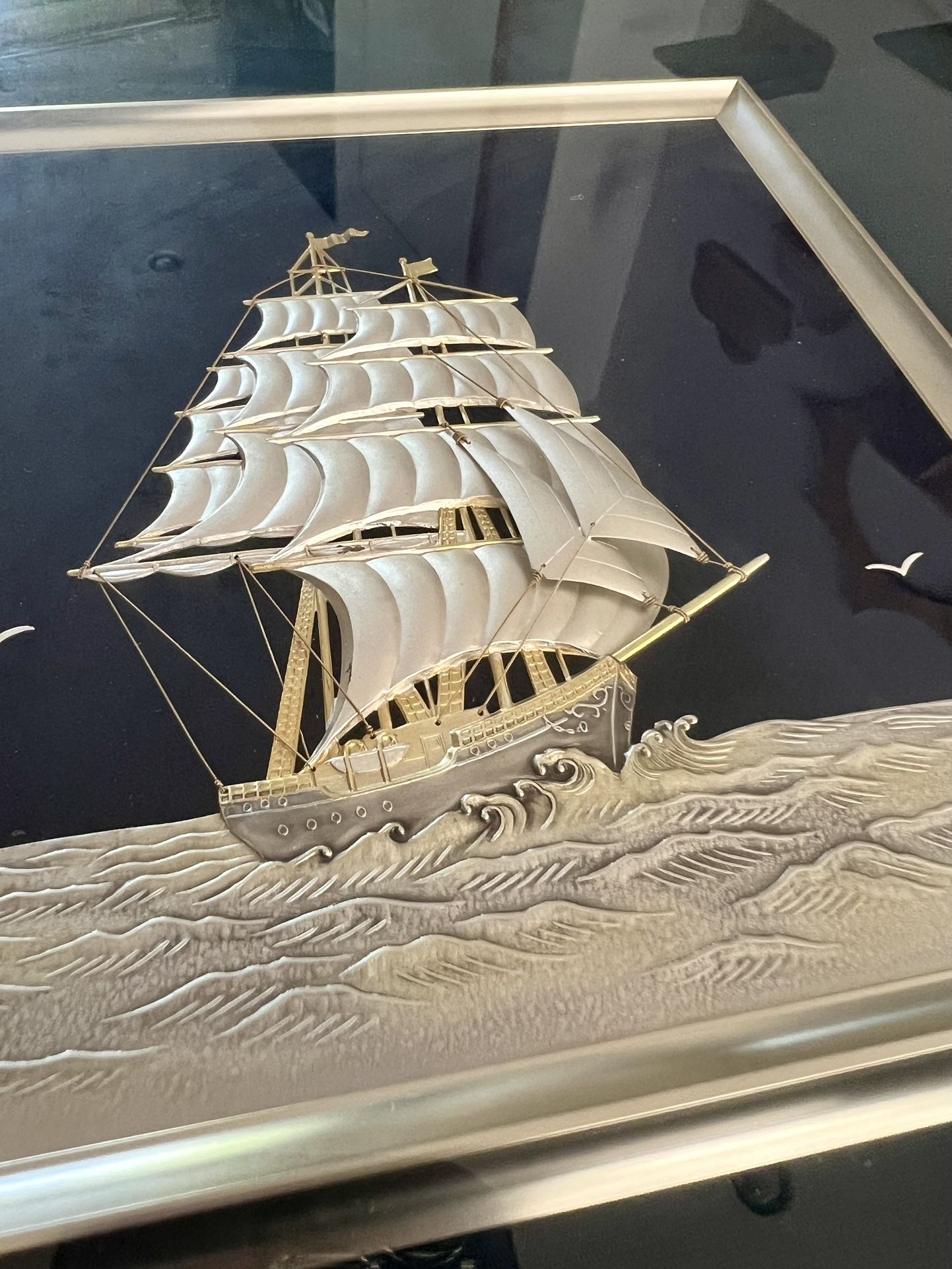 Vintage Sterling Silver 999 Clipper Ship Frame by Takehiko