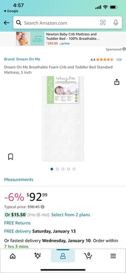 Dream On Me Breathable Foam Crib and Toddler Bed Standard Mattress
