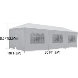 10x30 Party Tent Canopy Outdoor Gazebo Canopy Wedding Party Tent with 6 Sidewalls