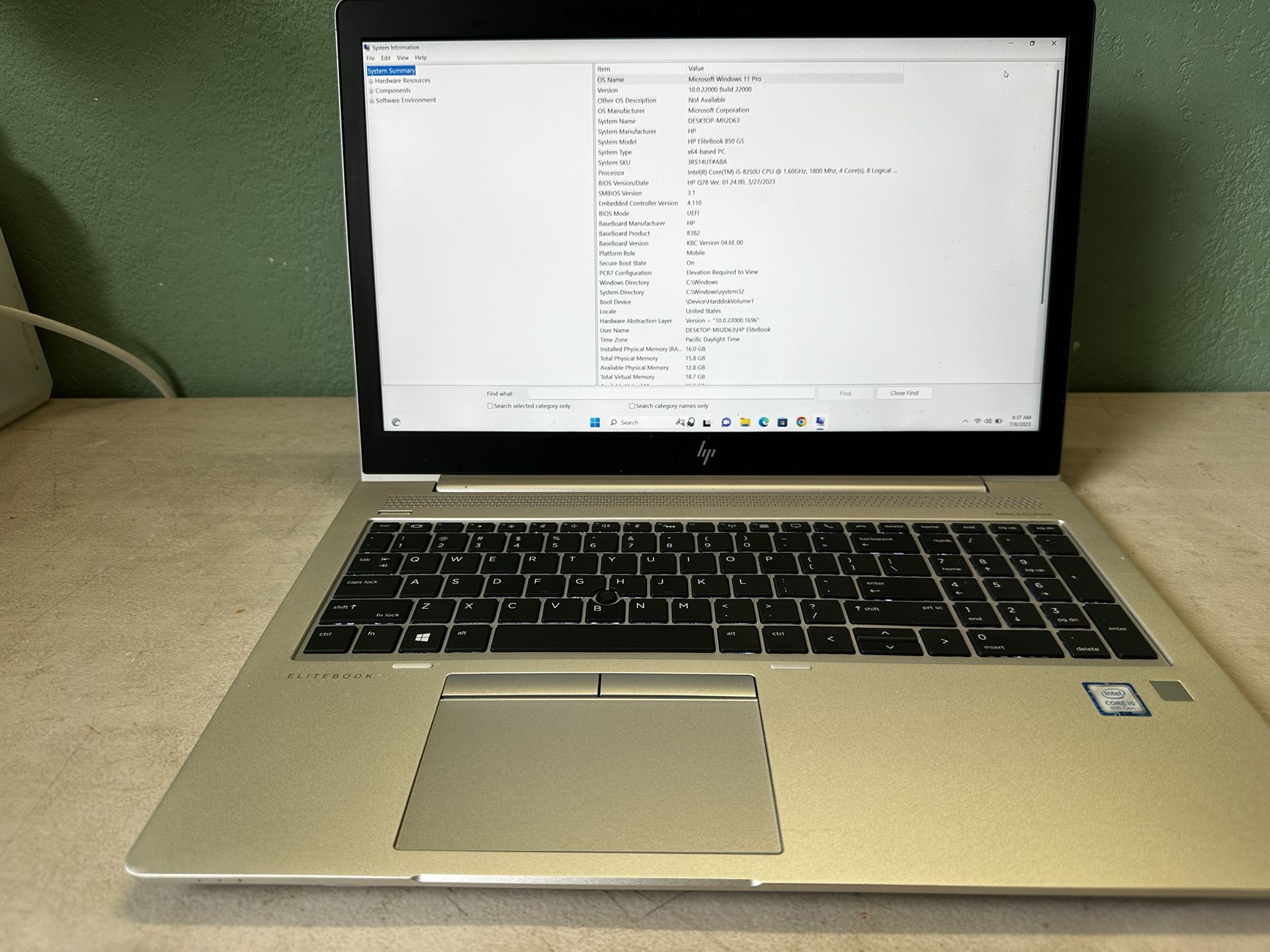 ジャンク品】hp EliteBook 850 G5 Core i5 8250U 1.6GHz/8GB/256GB(SSD