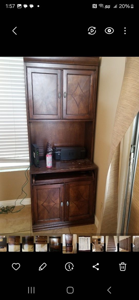 Antique Stand Up Conputer Desk with Storage Space