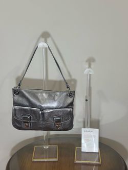 Vintage Silver Coach Shoulder Bag
