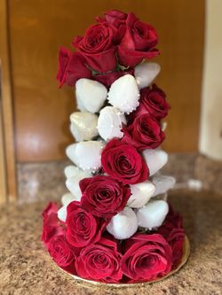 Valentines Strawberries And Flower Tower