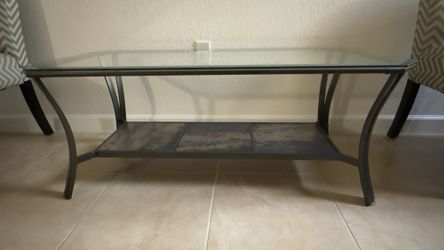 Glass Coffee Table with Metal Frame – Great Condition