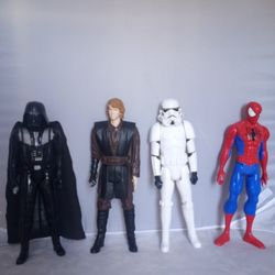 (4) 10 Inch Tall Plastic Toy Action Figures