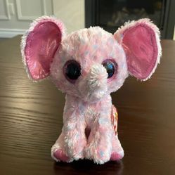 2014 Ty Beanie Boos Ellie the Pink &amp; Blue Elephant Excellent Condition NWT 6” 