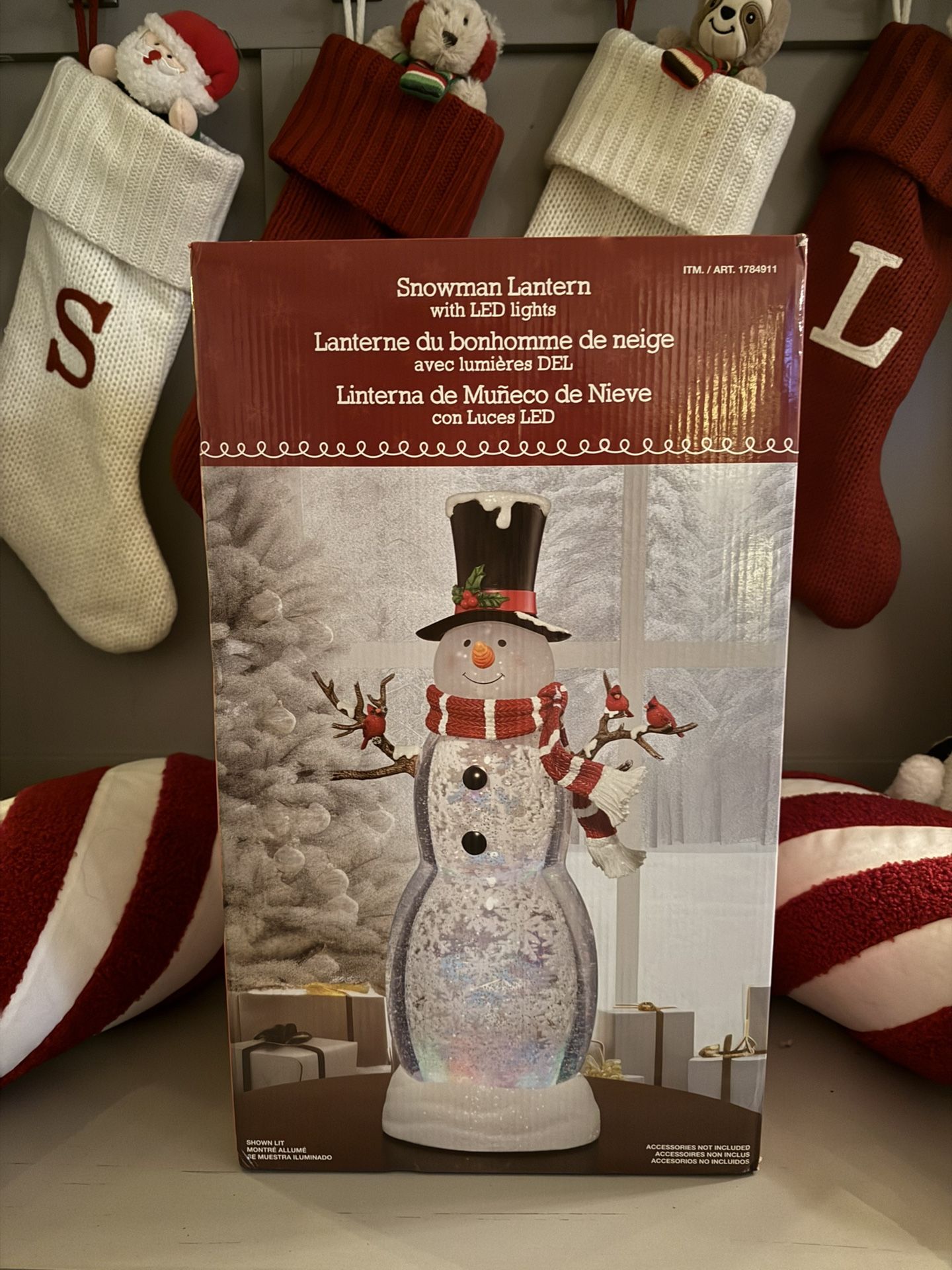 Snowman Lantern With LED Lights