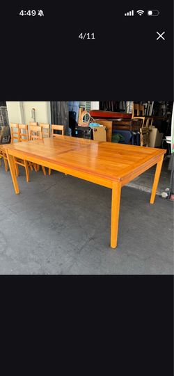 Vintage Mid-Century Modern Danish Teak Draw-Leaf Large Extendable Dining Table