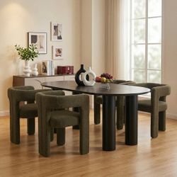 Brand new Modern Barrel Olive Green Dining Chairs Set of 4