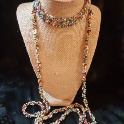 BOHO Multicolor SEED PEARL CHOKER & ROPE