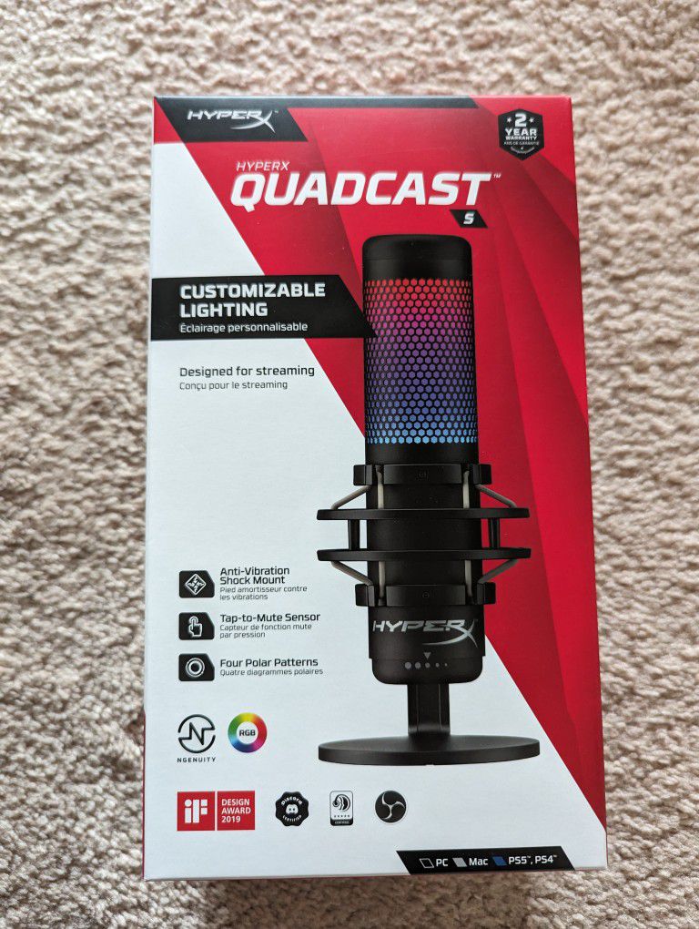 HyperX QuadCast S RGB USB Condenser Microphone New 