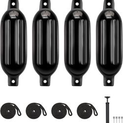 KEMIMOTO Boat Fenders Boat Bumpers for 15-35ft Boat, 4 Pack Inflatable Boat Fenders Bumpers with 4 Ropes, Boat Bumpers for Docking, Fit for Pontoon Bo