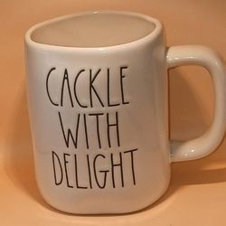 Rae Dunn Cackle with Delight front, Witch hat back, by Magenta
