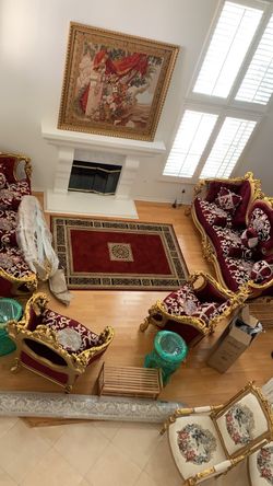 Egyptian Middle Eastern style furniture solid wood gold painted