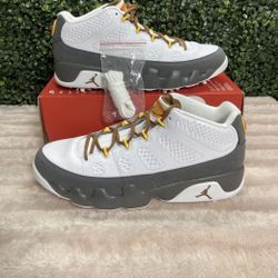 Men's 11.5 - Nike Air Jordan 9 G NRG White University Gold Golf Shoes FN6931-100