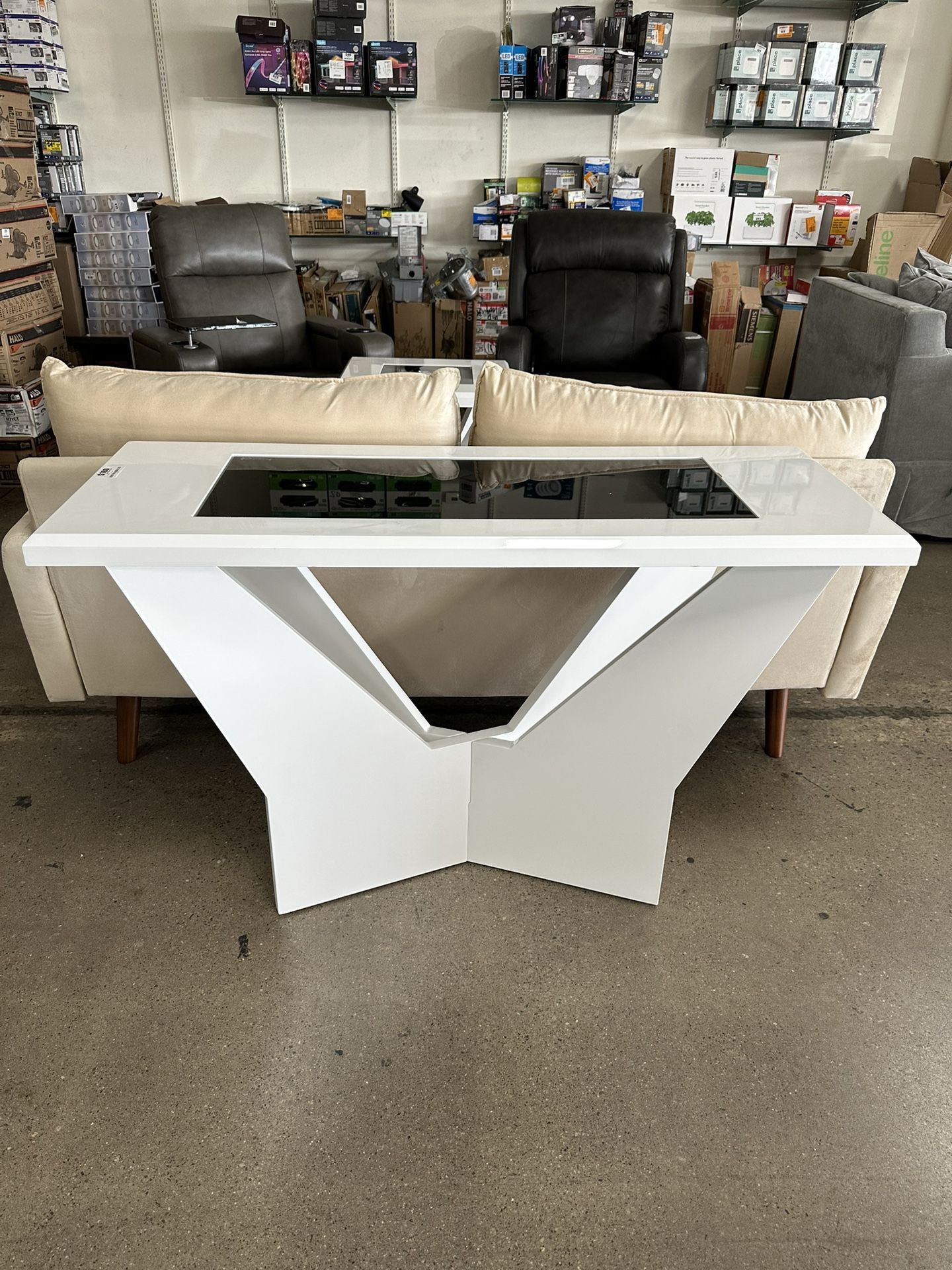 Ameena Contemporary Glass Top Sofa Table