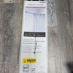 44-in to 72-in Brushed Nickel Fixed or tension Double curve Adjustable Shower curtain rod 