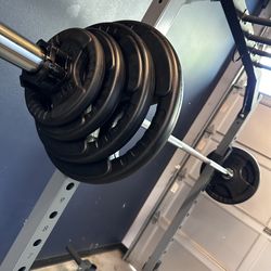 Brand New Olympic 170Lb Rubber Grip Weight  Plates + Barbell Home Gym Equipment 