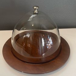 Glass Dome Cloche with Wooden Base (Cake Stand / Display Cover)