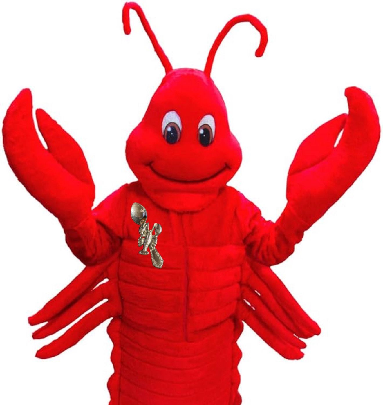 Vintage 1980s Artisan Silver-Tone Lobster And Spoon Figural Brooch, 1x2.5”