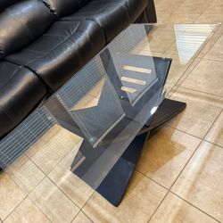 Modern Glass Coffee Table with Black Base 