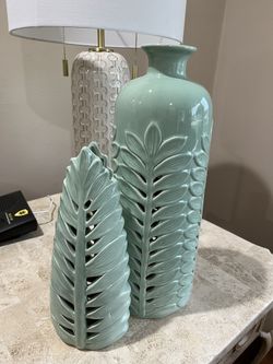 2 Accent Vases In Great Condition Sage Color