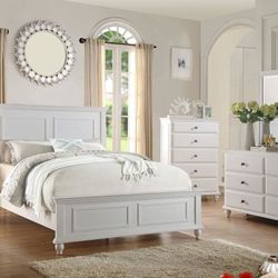 Brand New White 4pc Queen Size Bedroom Set (Available In California & Eastern King)