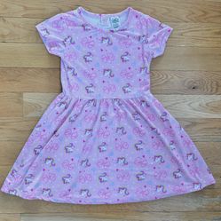 Jojo Siwa Girls Pink Short Sleeve Unicorn and Bow Play Dress - Size 6X