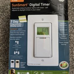 Two GE Indoor In-wall SunSmart Digital Timer Switches