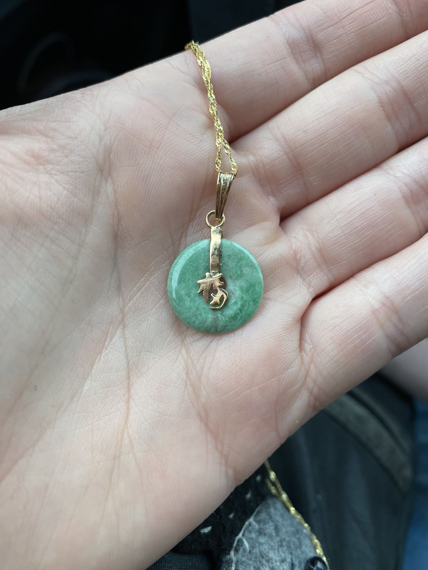 14kt Gold Jade Necklace
