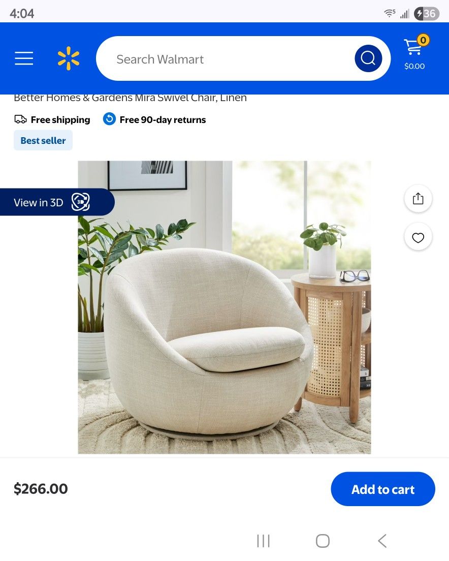 Better Homes And Gardens Swivel Linen Chair
