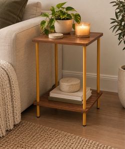 Wood & gold end table