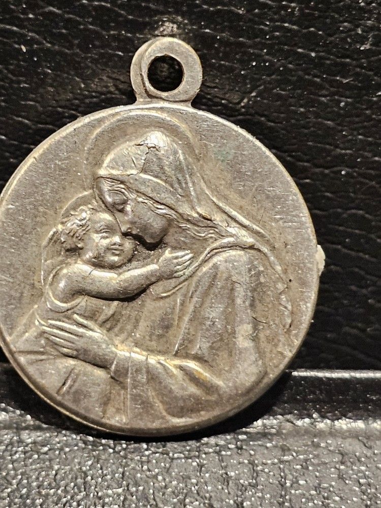 Antique Silver Madonna Charm