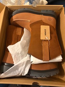 MEN 8M  NINGO Steel Toe Work Boots for Men, Waterproof Wellington Boots Full-Grain Leather Steel Toe Boots Slip-on, Goodyear Welt, Slip Resistant, EH 