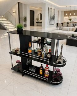 Bar cart , beautiful and elegant with Two Tempered Glass Shelves,bar table ,
