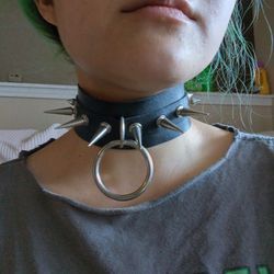 Black Faux Leather Choker/Collar With Spikes