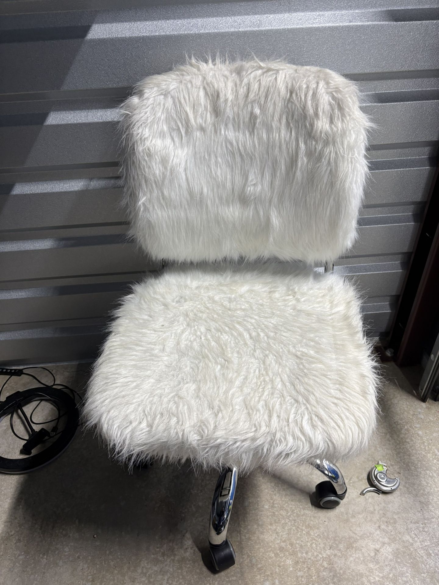 White Fur Desk Chair