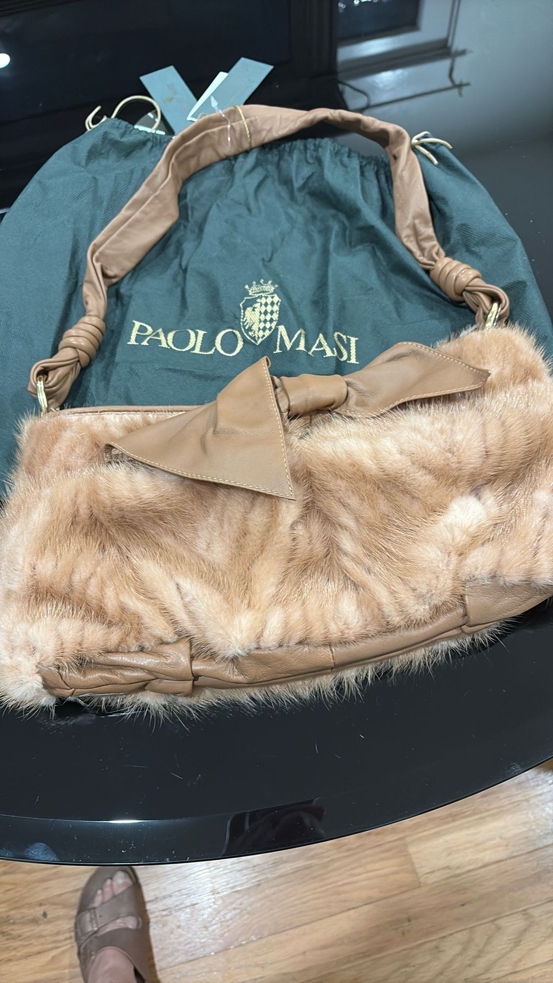 Brand New Mink and Leather Handbag
