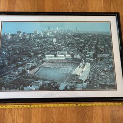 Chicago Cubs First Night Game Matted And Framed Print From 8-8-88. 